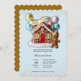 Gold Gingerbread House Baby Dusche Einladung