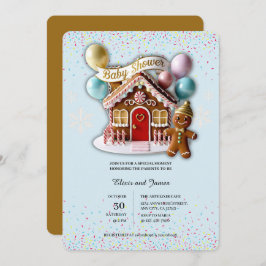 Gold Gingerbread House Baby Dusche Einladung
