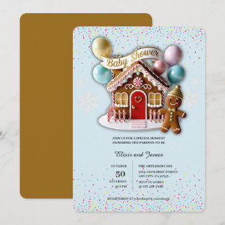 Gold Gingerbread House Baby Dusche Einladung