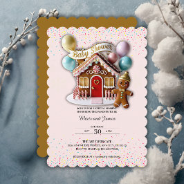 Gold Gingerbread House Baby Dusche Einladung