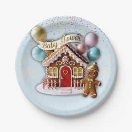 Gold Gingerbread House Baby Dusche Pappteller