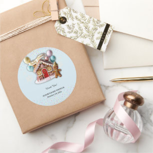 Gold Gingerbread House Baby Dusche Runder Aufkleber