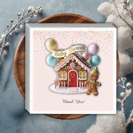 Gold Gingerbread House Baby Dusche Serviette