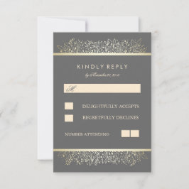 Gold Gipskraut Chic Frame Wedding RSVP Cards Karte