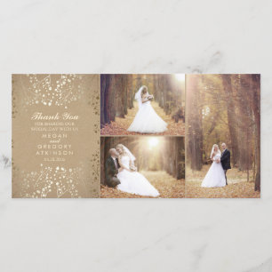 Gold Gipskraut Elegant Wedding Foto Vielen Dank Dankeskarte