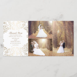 Gold Gipskraut Elegant Wedding Foto Vielen Dank Dankeskarte