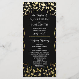 Gold Gipskraut Floral Black Wedding Program Programm