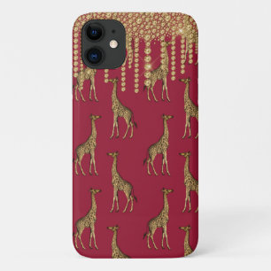Gold Giraffe Bling Burgundy Jewels Case-Mate iPhone Hülle