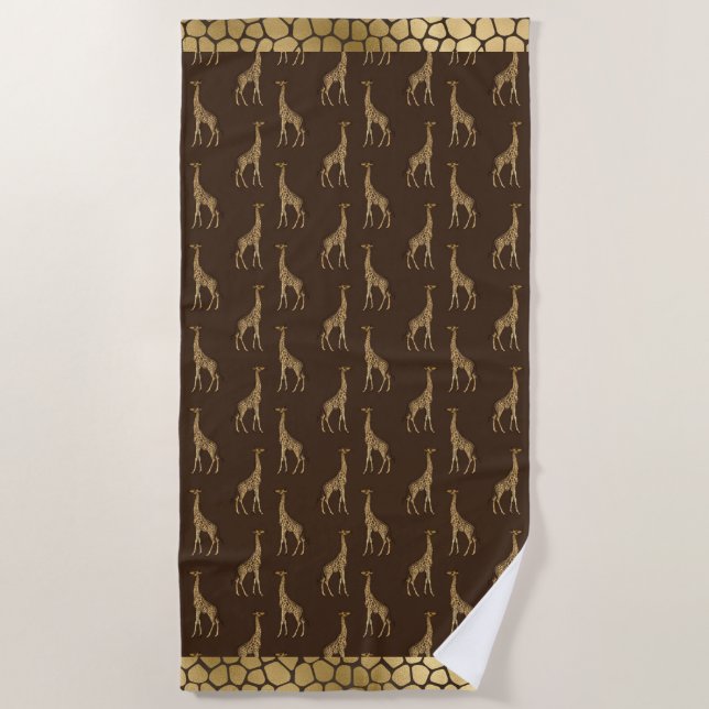 Gold Giraffe Chic Elegant Stilvolle Safari Strandtuch (Vorderseite)