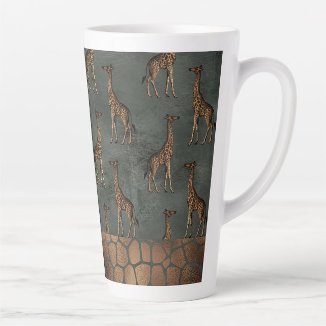 Gold Giraffe Elegante Chic Stilvolle Bronze Latte  Milchtasse (Rechts)