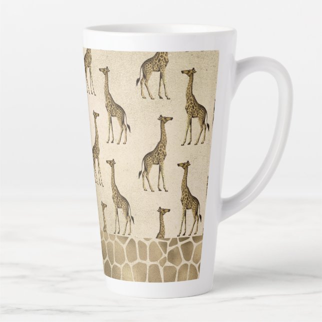 Gold Giraffe Elegante Chic Stilvolle VintageLatte  Milchtasse (Rechts)