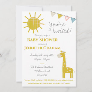 Gold Giraffe, geschlechtsneutral, Babydusche Einladung