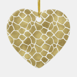Gold Giraffe Print Keramik Ornament