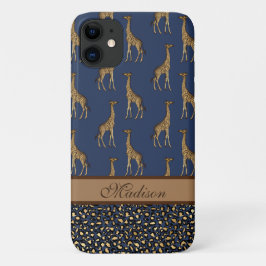 Gold Giraffe Stilvolle Navy Blue Stilschrift Case-Mate iPhone Hülle
