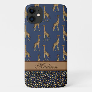 Gold Giraffe Stilvolle Navy Blue Stilschrift Case-Mate iPhone Hülle