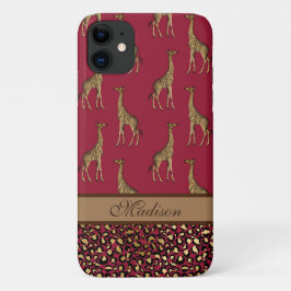 Gold Giraffe Stilvolles Burgundy Stilvolles Skript Case-Mate iPhone Hülle
