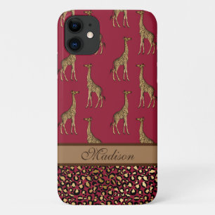 Gold Giraffe Stilvolles Burgundy Stilvolles Skript Case-Mate iPhone Hülle