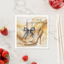 Gold Gitter High Heel 50 & Fabulous Birthday Party