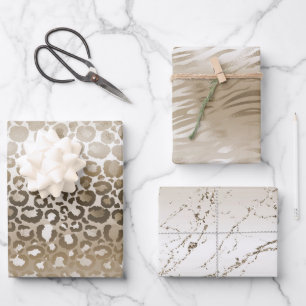 Gold Glam Animal Print Geschenkpapier Set