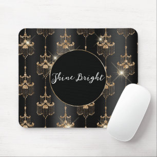 Gold Glam Black Chandeliers Mousepad
