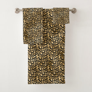 Gold Glam Black Leopard Print Badhandtuch Set