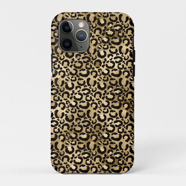 Gold Glam Black Leopard Print Case-Mate iPhone Hülle (Rückseite)