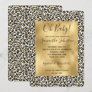 Gold Glam Black Leopard Print Einladung