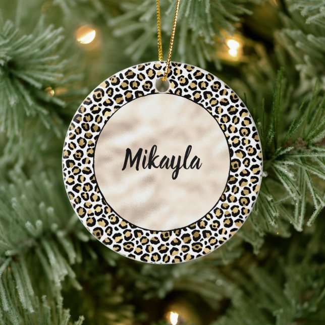 Gold Glam Black Leopard Print gleich gut Keramik Ornament (Baum)