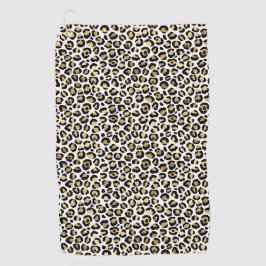 Gold Glam Black Leopard Print Golfhandtuch