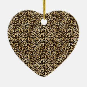 Gold Glam Black Leopard Print Keramik Ornament