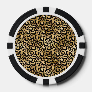 Gold Glam Black Leopard Print Pokerchips