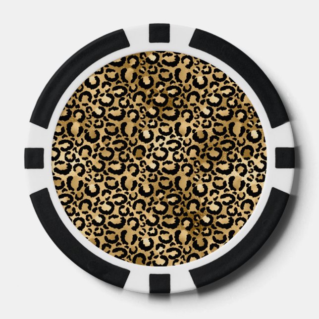 Gold Glam Black Leopard Print Pokerchips (Vorderseite)