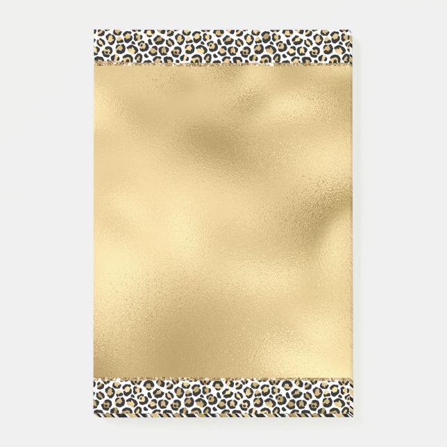 Gold Glam Black Leopard Print Post-it Klebezettel (Vorderseite)