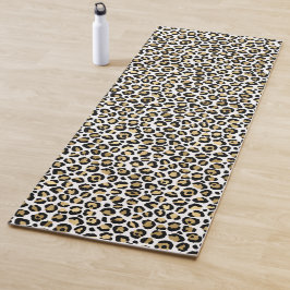 Gold Glam Black Leopard Print Yogamatte