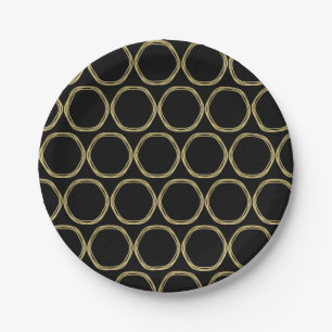 Gold Glam & Black Ringe (Jede Farbe) Moderne Glamo Pappteller