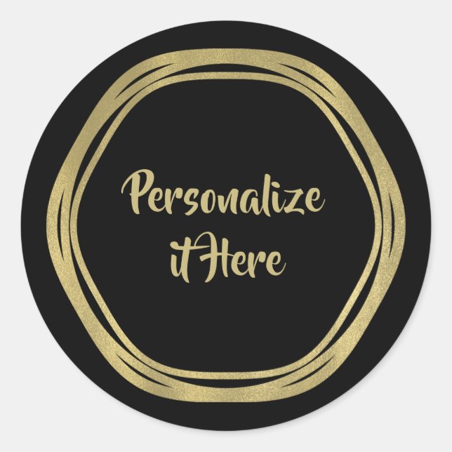Gold Glam & Black Rings (Jegliche Farbe) Modernes  Runder Aufkleber (Vorderseite)