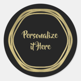 Gold Glam & Black Rings (Jegliche Farbe) Modernes Runder Aufkleber