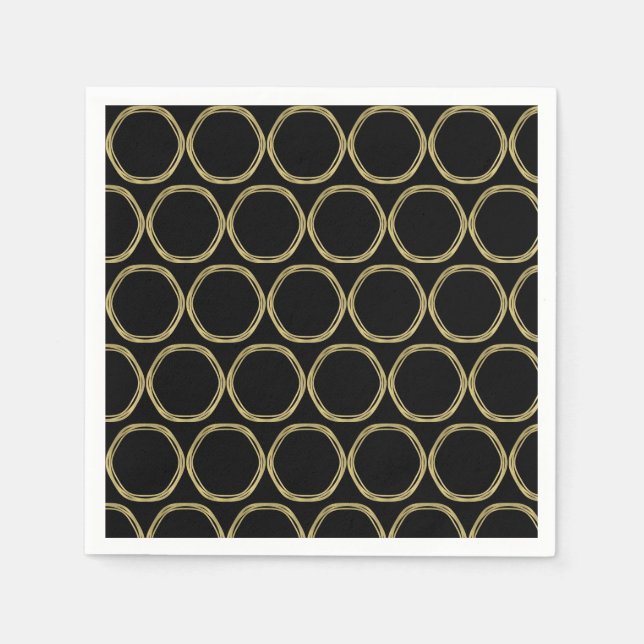Gold Glam & Black Rings (Jegliche Farbe) Modernes  Serviette (Vorderseite)