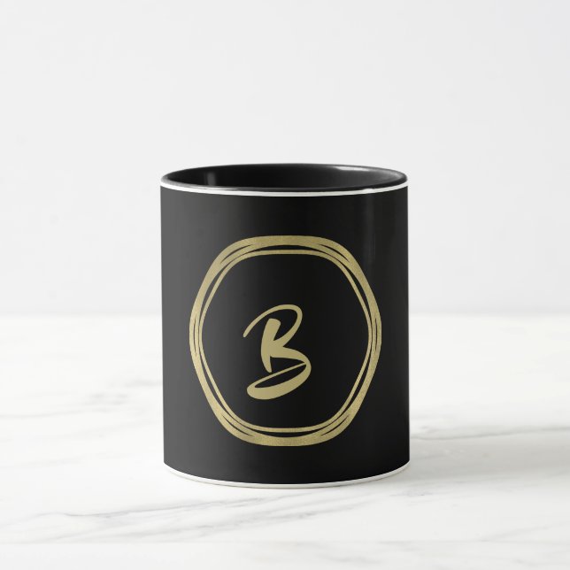 Gold Glam & Black Rings (Jegliche Farbe) Modernes  Tasse (Zentrum)