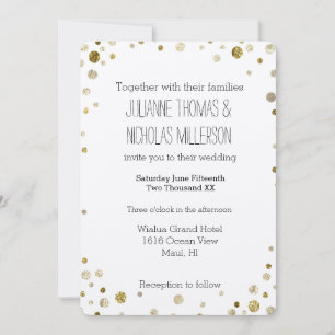 Gold Glam Bokeh Confetti Dots Wedding Einladung
