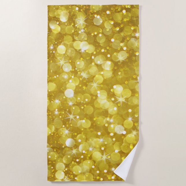 Gold Glam Bokeh Glitzer Pattern Strandtuch (Vorderseite)