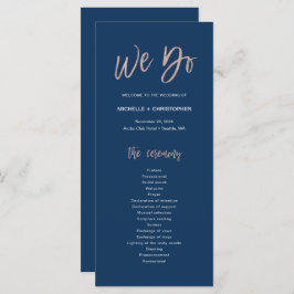 Gold Glam Chic - Hochzeitsprogramm für Navy & Rose Programm