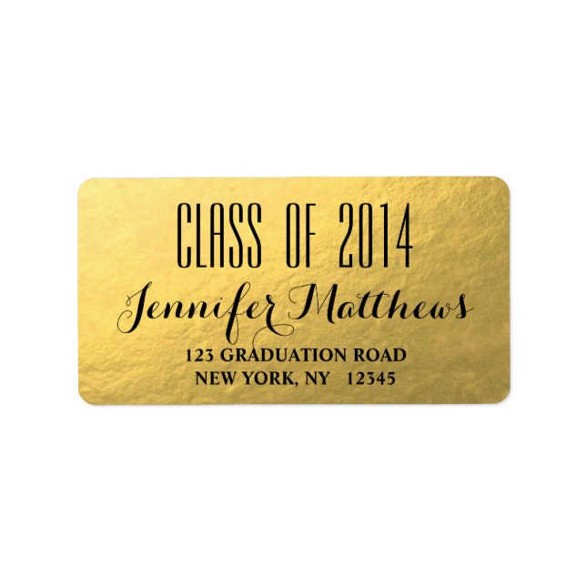 Gold Glam Class of 2014 Abschluss Address Label Adressaufkleber (Vorne)