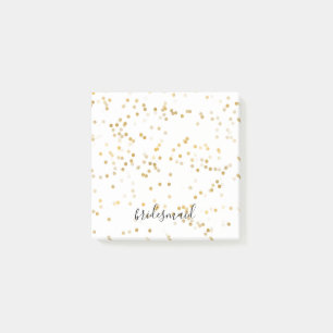 Gold Glam Confetti Bridesmaid Post-it Klebezettel