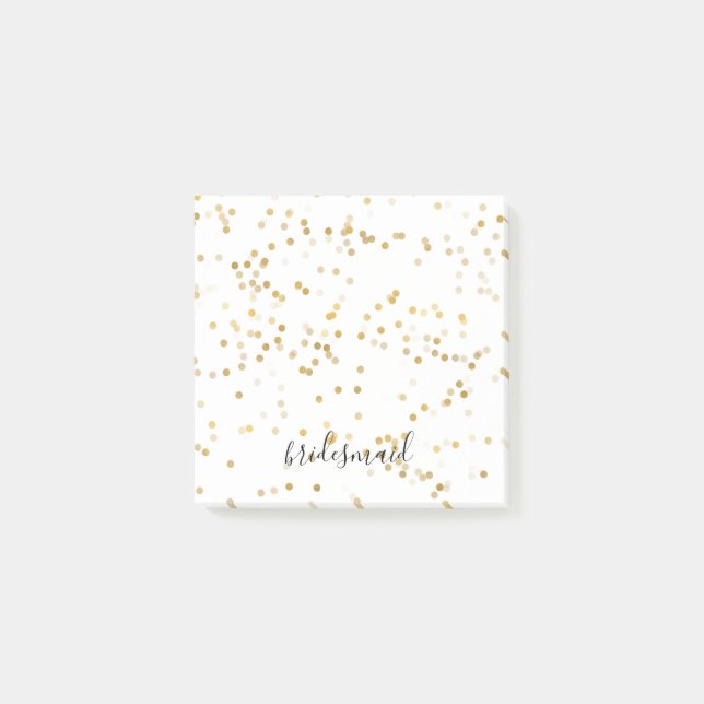 Gold Glam Confetti Bridesmaid Post-it Klebezettel (Vorderseite)