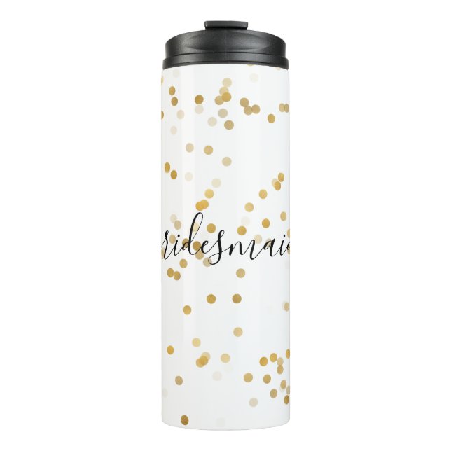Gold Glam Confetti Bridesmaid Thermosbecher (Vorderseite)