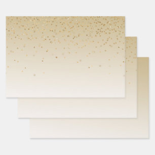 Gold Glam Confetti Ombre Geschenkpapier Set