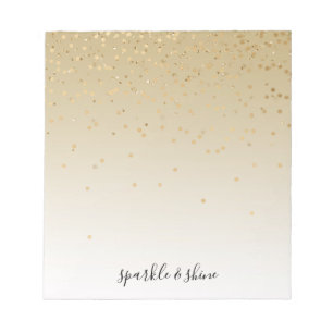 Gold Glam Confetti Ombre Notizblock