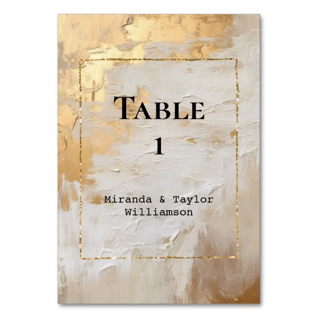 Gold Glam Creme White Tischnummer (Vorderseite)