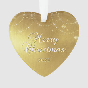Gold Glam Frohe Weihnachten Paar Foto Ornament